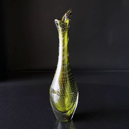 Vase, Holmegaard, Glas Grün mit Blasen