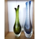 Vase, Holmegaard, Glas Grün mit Blasen