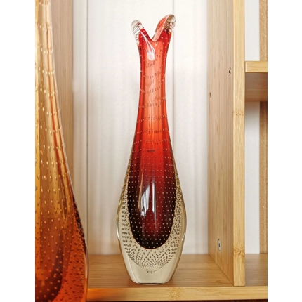 Vase, Holmegaard, Glas Rot mit Blasen