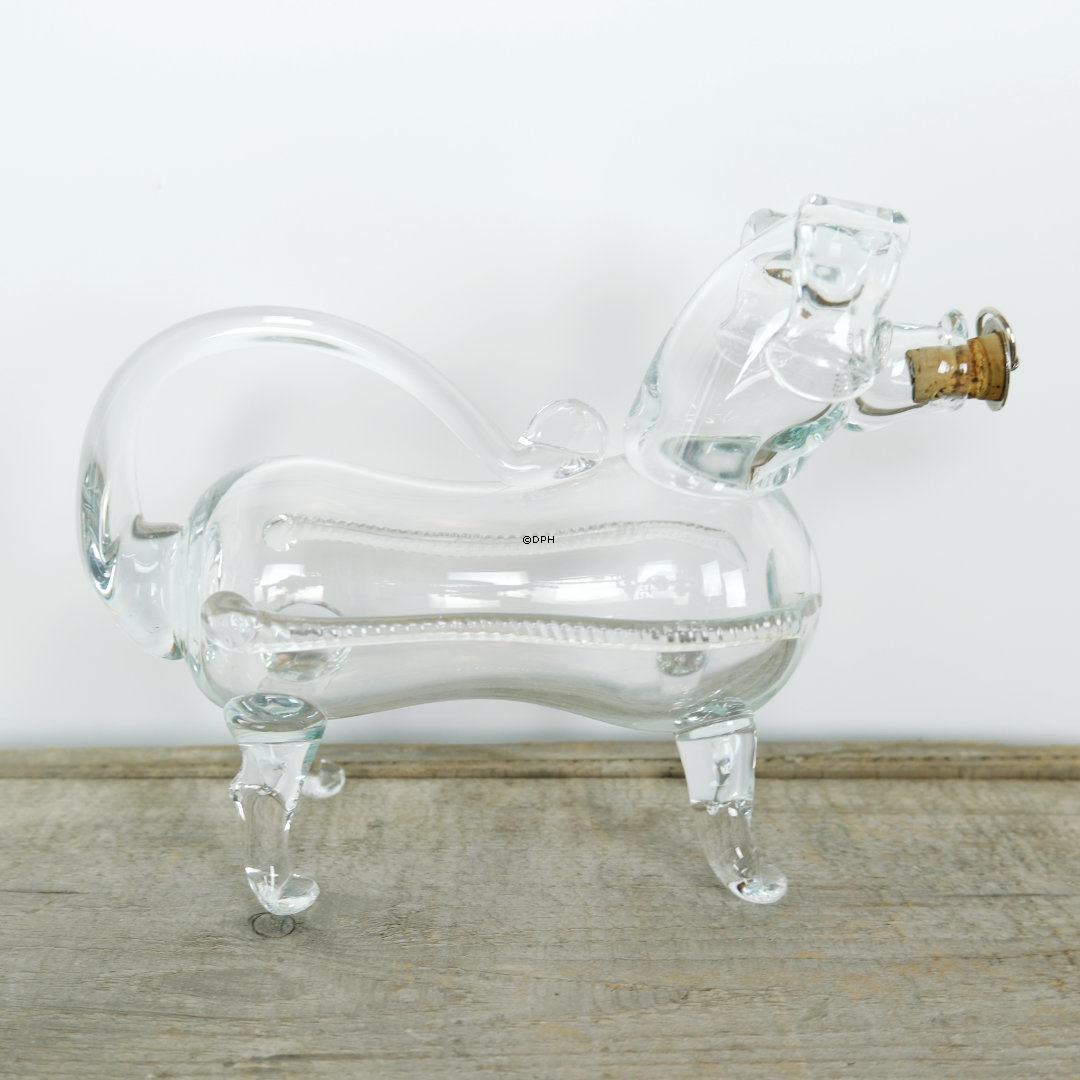 Holmegaard snapsehund, mundblæst glas karafel, gammel