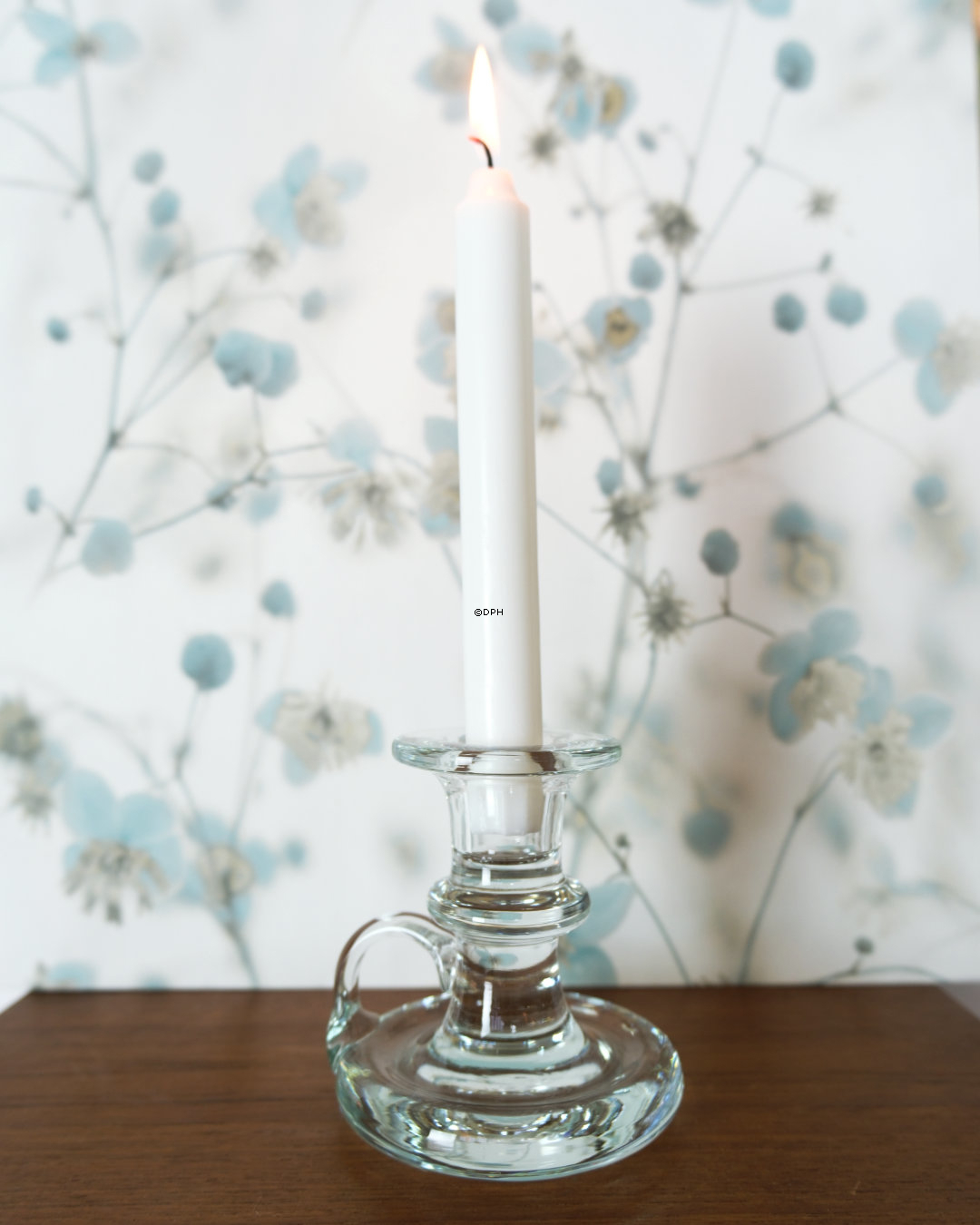 Holmegaard Kammerleuchter, Glas-Kerzenhalter, Höhe 10,5 cm.