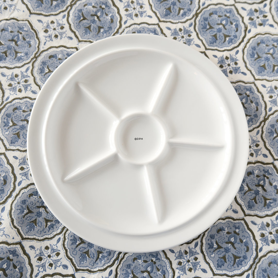 Bing & Gröndahl weiße Kabarettschale mit 6 Fächern, Nr. 736, Ø 25 cm