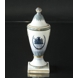 Ornamental trophy / Lidded vase with semi overglaze decoration, Royal Copenhagen, Inscription: 4 April 1798-1923