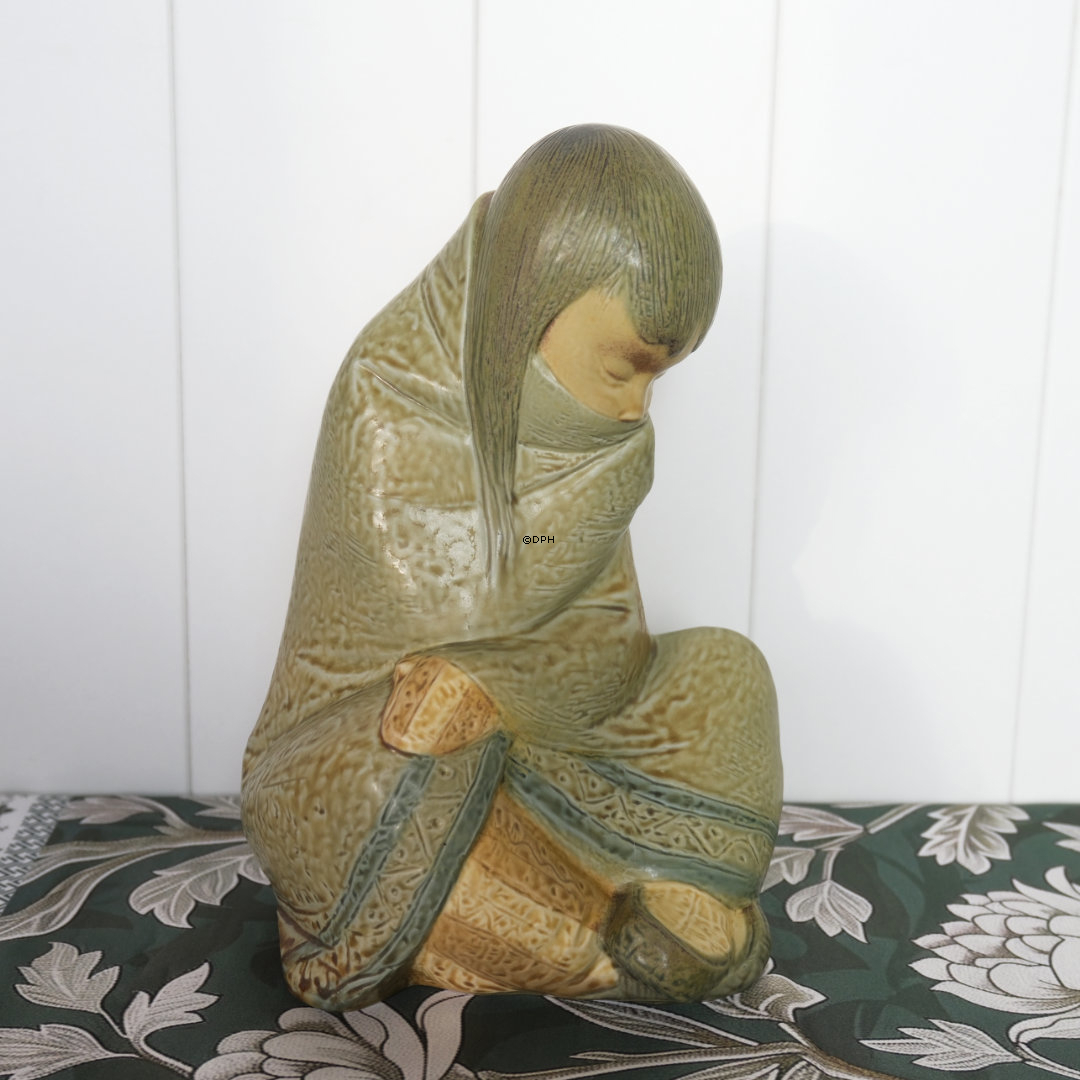 Lladro Kgl. Spansk figur Grønland/Inuitter Siddende børn - Dreng og PIge