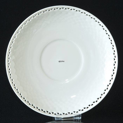 Hvid underkop / tallerken med skelmønster som Mågestel (Hvid Elegance) Ø 17,5 cm nr. 481.5, Bing & Grøndahl
