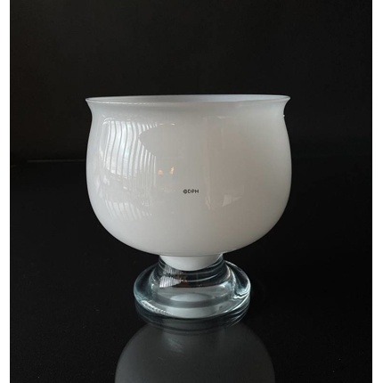 Holmegaard Art glass, Large vase/goblet/herb pot Opal/clear