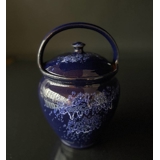 Large maternity jar (Jar with lid) made of ceramic with a nice blue glaze