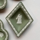 Wedgwood skålesæt Jasperware, grøn med hvid dekoration (sæt af 4 stk.)