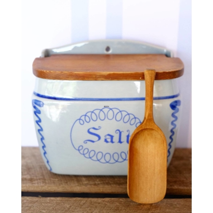 Søholm Salztopf Nr. 1714 in Fayence (Riss in der Nähe der Schraube auf dem Deckel)