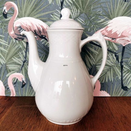 Hvid Elegance (med skelmønster som Mågestel) kaffekande nr. 91A, Bing & Grøndahl