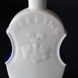 Dram bottle / carafe with stopper, white with blue, decorated with a royal crown and Heering monogram, Royal Copenhagen.