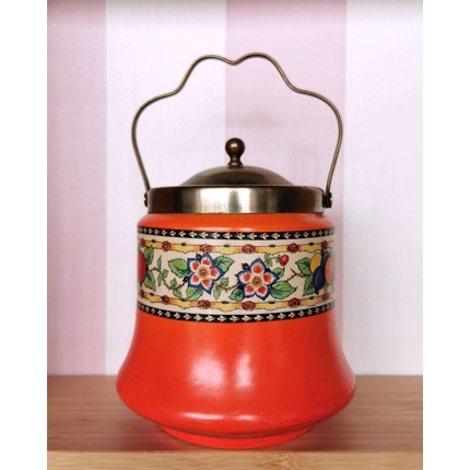 Oranger Topf mit Deckel von Hampton Ivory England