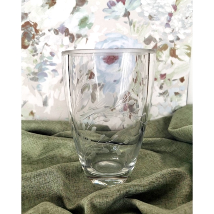 Glas Vase mit Schliffen, Vogel