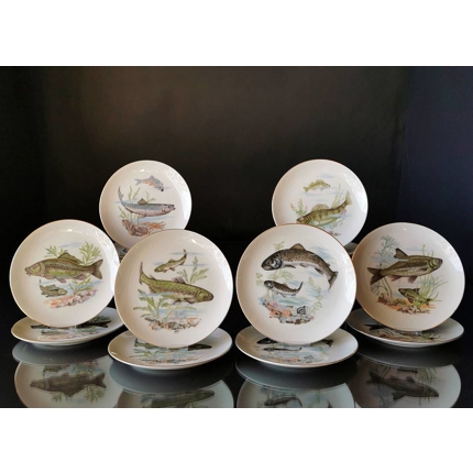 Fischteller, Set aus 12 Stück (Gebraucht)