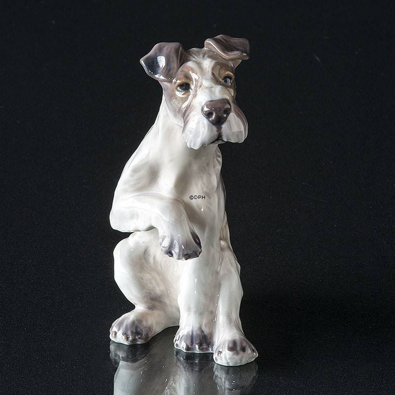 Dahl Jensen Hunde figur, siddende Ruhåret Fox Terrier 1077 | Nr. DJ1077 | Jens Peter Dahl Jensen | DPH Trading