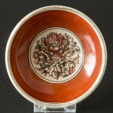 Dahl Jensen orange skål med blomster krakkeleret 14 cm nr. 112-370