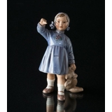 Girl with Teddy Bear waving, Dahl Jensen Figurine