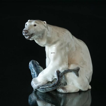 Polar Bear with dish figurine, Dahl Jensen Figurine