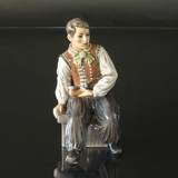Amager Boy Sitting with Pipe Figurine Dahl Jensen No. 1300