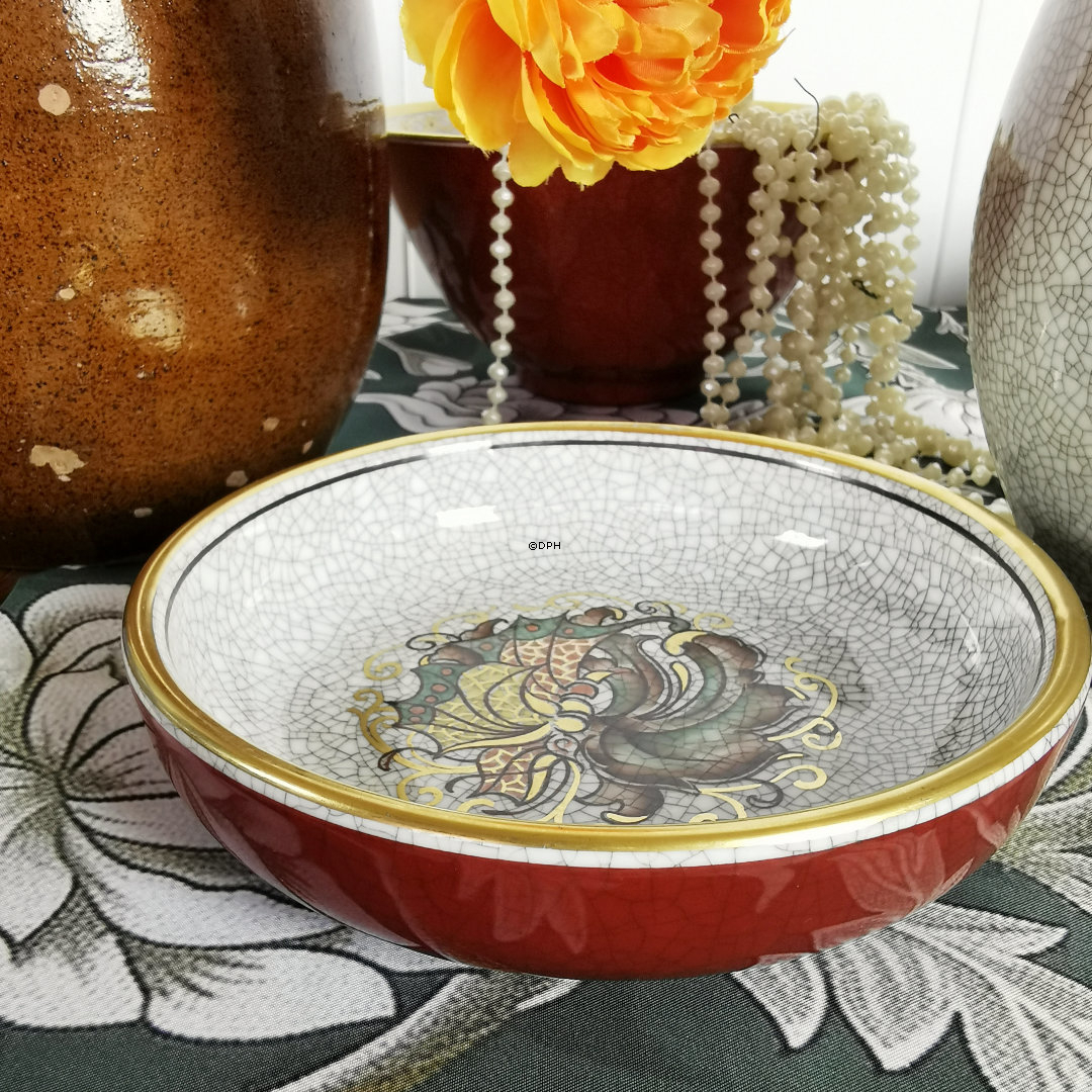Dahl Jensen skål med blomst krakkeleret 16 cm nr. 152-401
