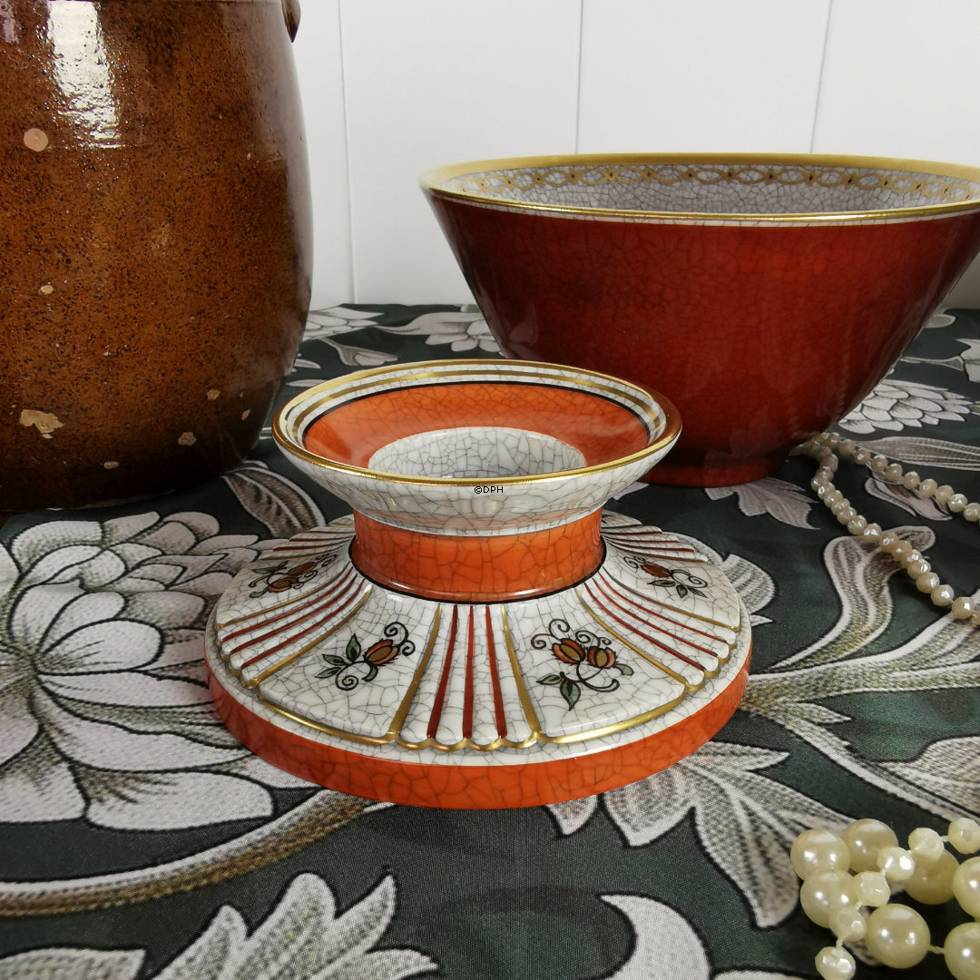 Kerzenhalter grün craquele, eckig, Royal Copenhagen Nr. 457-3335