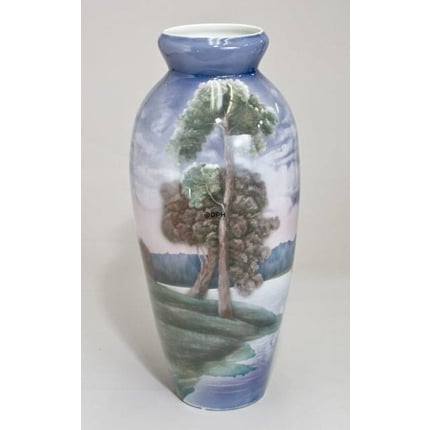 Große alte Vase mit Landschaft von EICHWALD 49 CM