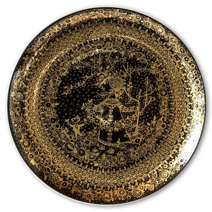 Forår Wiinblad sort med guld Nymølle, diameter 22 cm