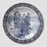 Giant plate/dish with Horsecarriage blue on white, Delft