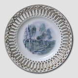 Plate with Birchs, openwork rim