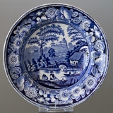 Plate with chinese decoration, blue on white , Wild Rose Decoration