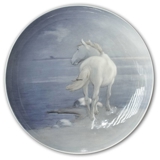 Teller mit weißem Pferd, Royal Copenhagen UNICA Signiert: GR (Gotfred Rode) 28 / 5-1927r