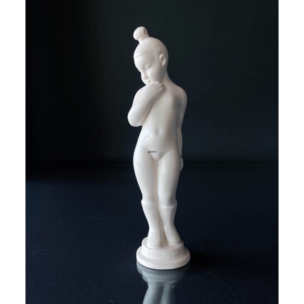Svend Lindhart white glazed ceramic figurine no. 40, Girl from Greenland, "TUT"