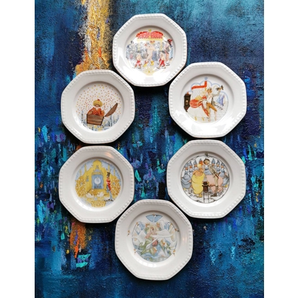 Christineholm Porzellan H.C. Andersen Märchen Teller, 6 Stück