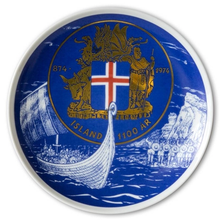 Elgporslin Commemorative Plate Iceland 1100 Years 874-1974