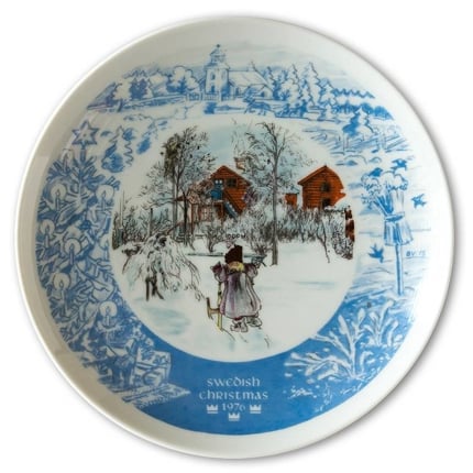 1976 Elgporslin Christmas plate, Swedish Christmas, Sundborn
