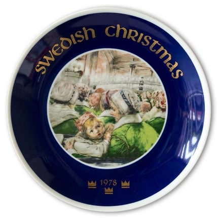 1978 Elgporslin Christmas plate, Swedish Christmas, Chistmas morning
