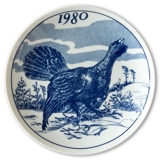 1980, Elg porslin platte med Vildfugle, Tjur