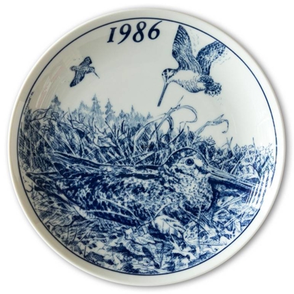 1986 Elg Porslin Teller mit Wildvögeln, Waldschnepfe