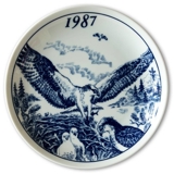 1987 Elg porslin Teller mit Wildvögeln, Fischadler