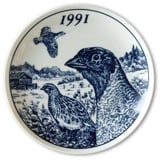 1991 Elg porslin platte med Vildfugle, Agerhøne