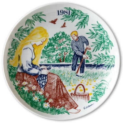 Elg Red Cross Plate with Swedish Folksongs 1981