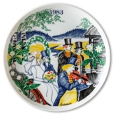 Elg Red Cross Plate with Swedish Folksongs 1983