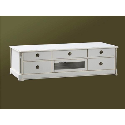 Hvidt TV bord - eller lav skænk med skuffer, 172x51x46 cm (udstillingsmodel)