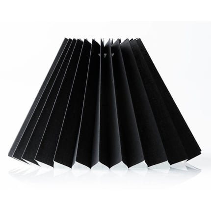 Pleated lamp shade of black chintz fabric, sidelength 15cm