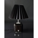 Pleated lamp shade of black chintz fabric, sidelength 18cm