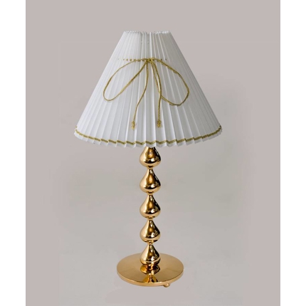 White pleated lamp shade with gold wire, fits Asmussen table lamp with 5 drops, sidelength 23cm