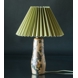 Pleated lamp shade of looden green chintz fabric, sidelength 23cm