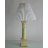 Pleated lamp shade of white flax fabric 33cm tall