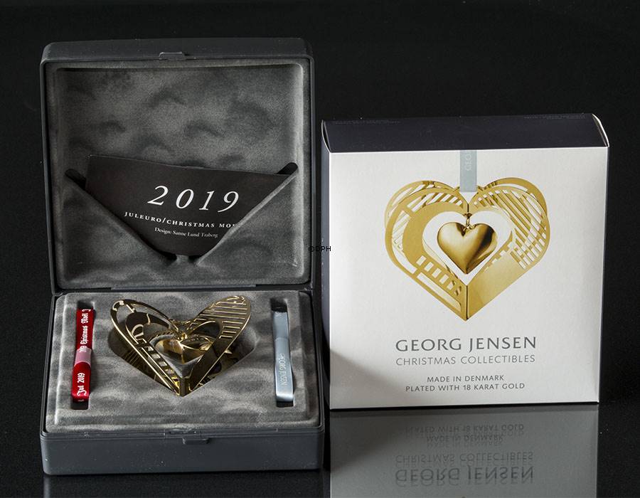 Danish Georg Jensen 2019  Christmas Decoration Heart BINB Gold 