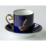 1978 Hackefors Cobalt Blue fairytale cup and saucer, Nils Holgersson